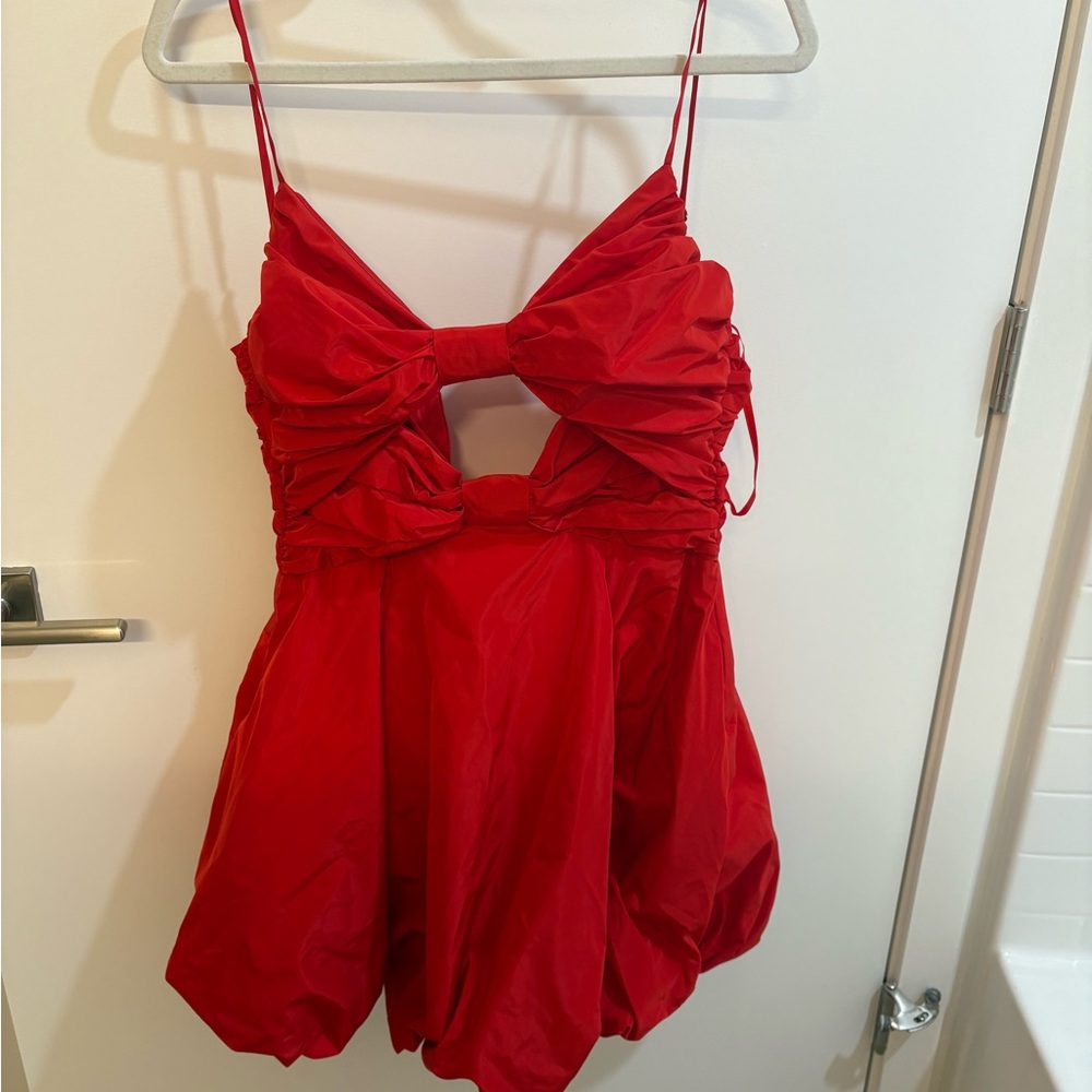 Staud NWT Bow mini dress